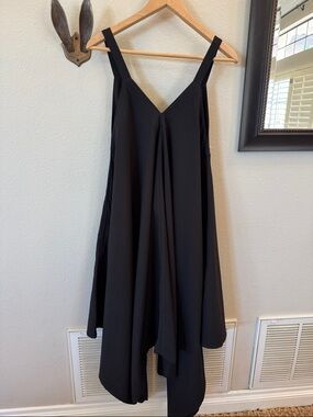 Gracia Black Asymmetrical V-Neck Parachute Jumpsuit